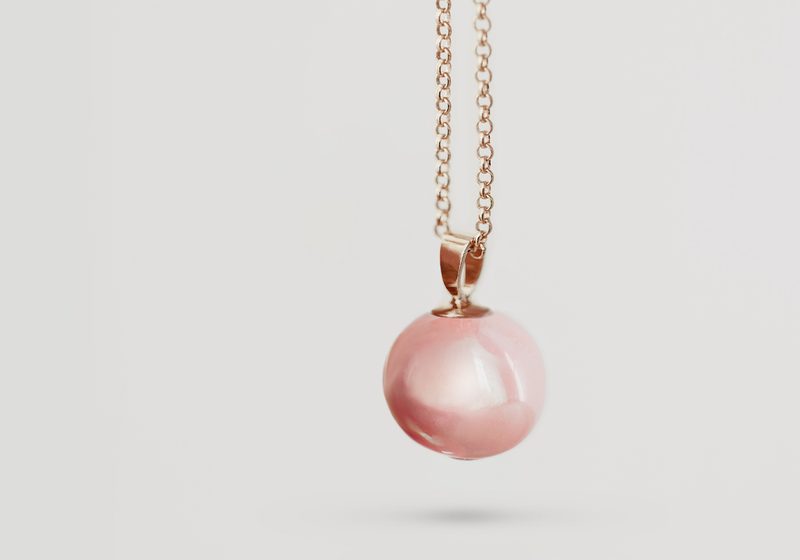 Perle mit Seele in Rosé an einer Roségoldkette